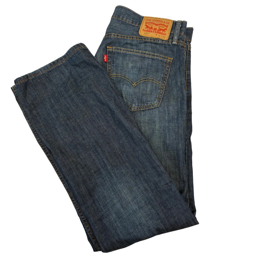 Levi's 527 Slim Bootcut Jeans Mens 33x32 Dark Wash Blue Low Rise Denim Casual